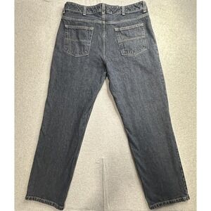 Van Heusen Jeans Mens 36x32 Black Straight Leg 100% Cotton Denim Pants YKK Zip